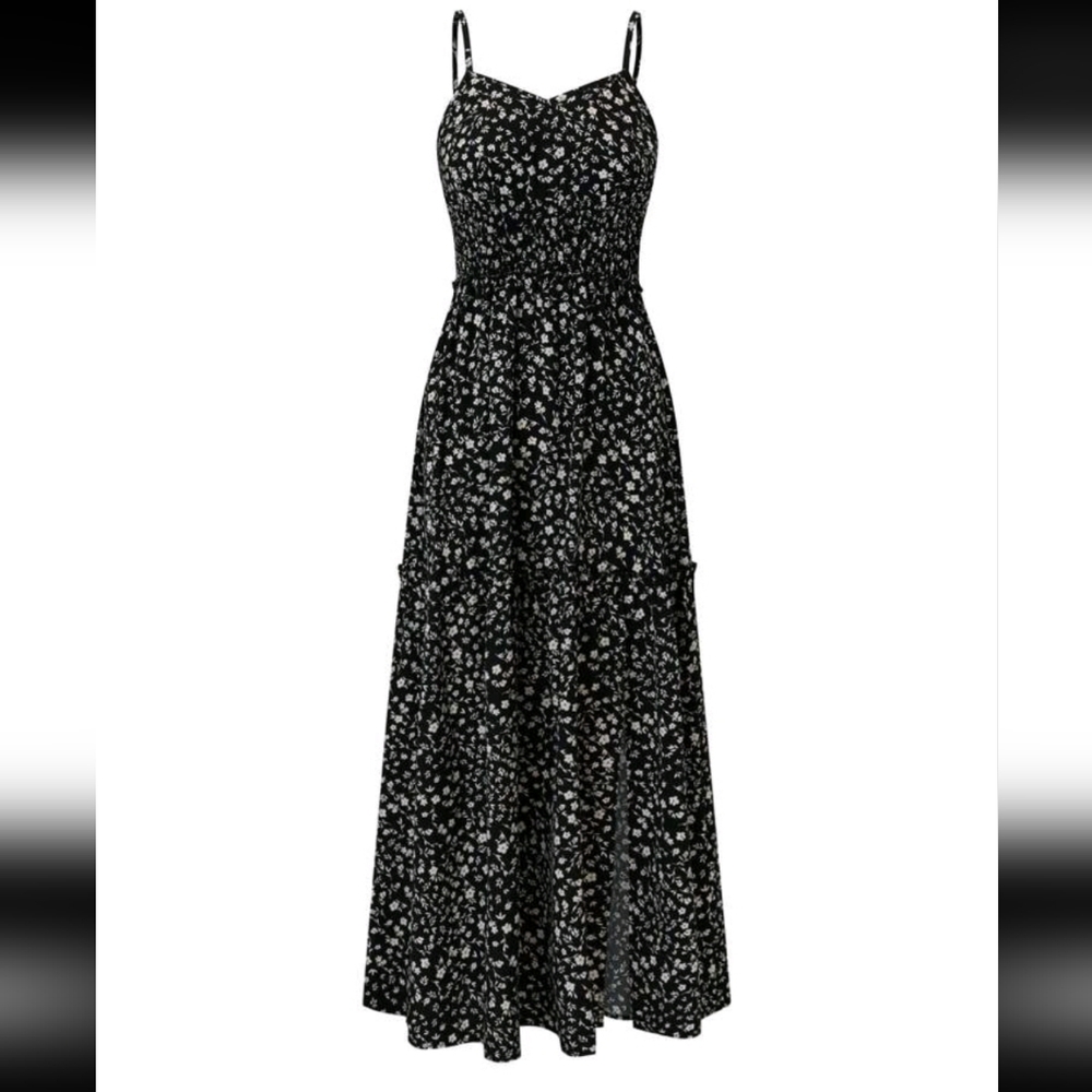 NWOT Floral Thigh Split Slit Maxi Long Dress